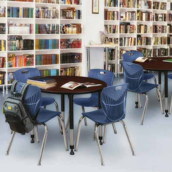 Kee Tables > Height Adjustable > Round Classroom Tables, 42 X 42 X 23-34, Wood|Metal Top, Mahogany TB42RNDMHAPBK
